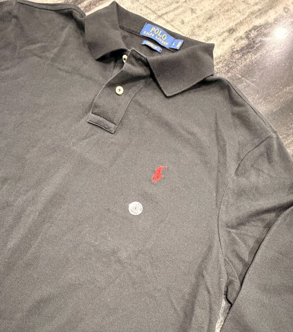 Polo Ralph Lauren Mens L NWT Black Red Pony Custom Fit Long Sleeve Polo Shirt